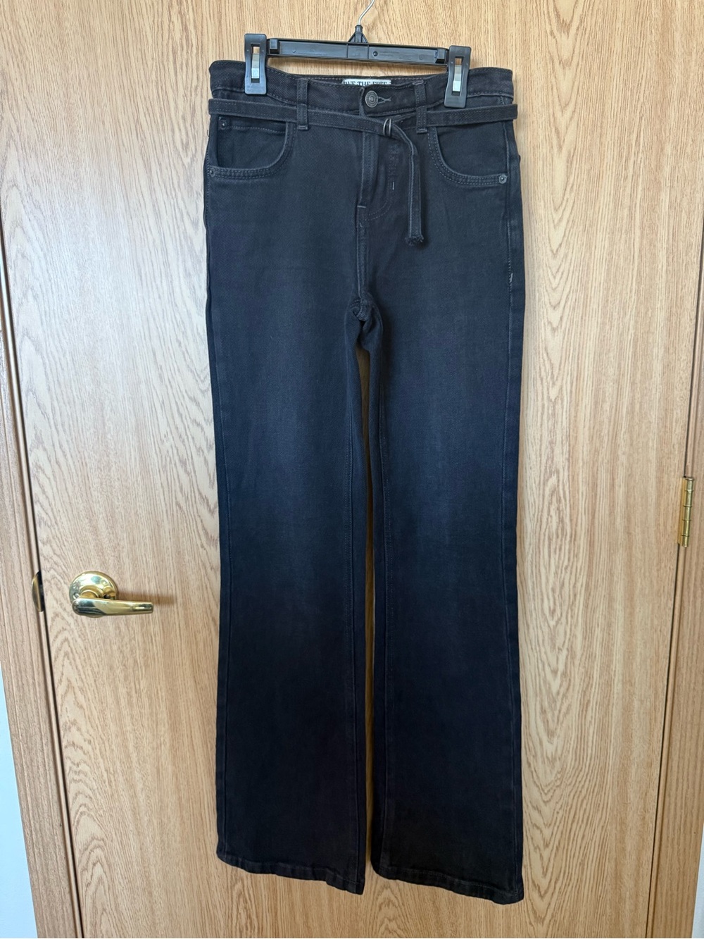 We The Free Black Wide-Leg Jeans with Tie Waist
